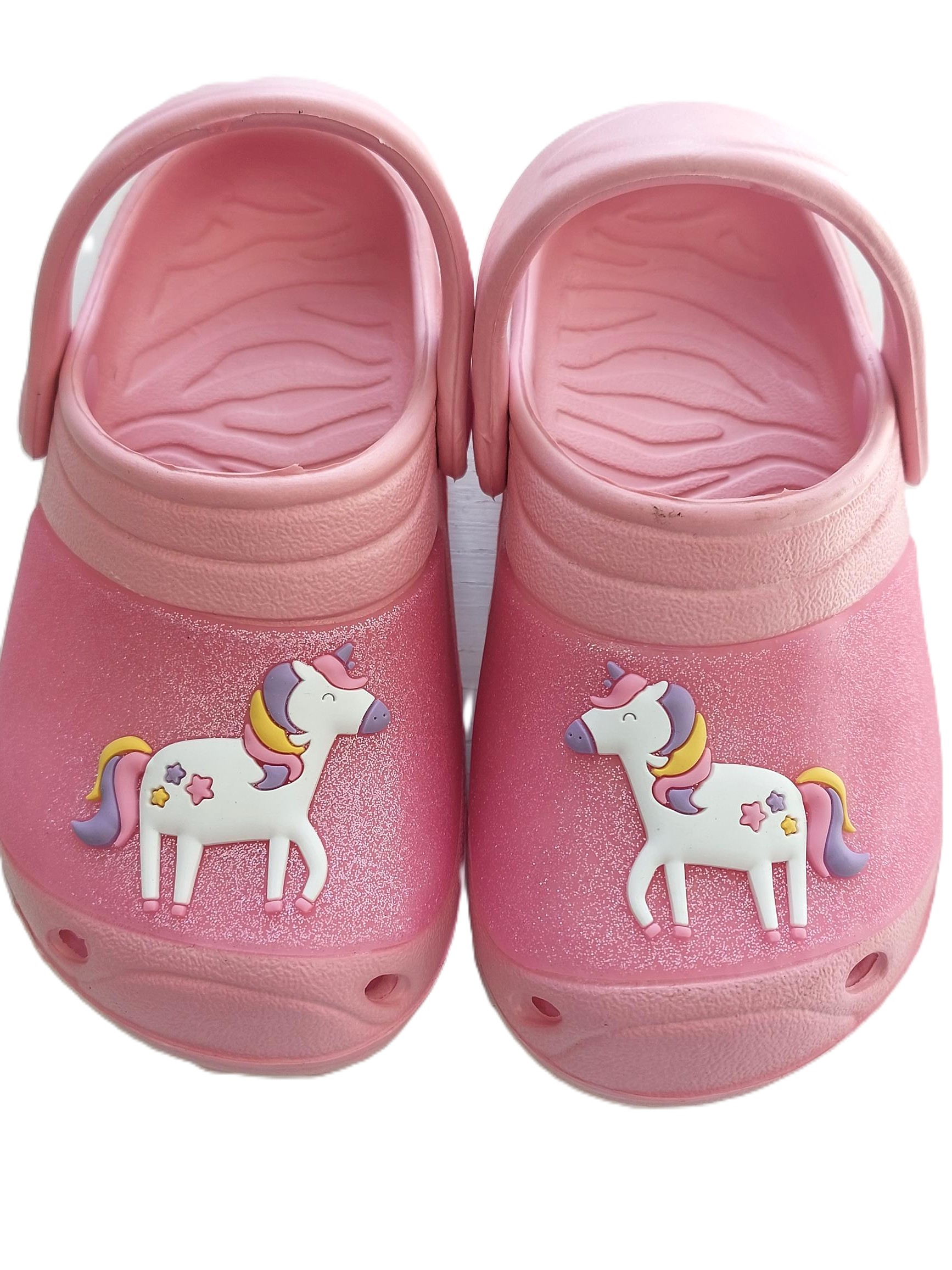CHILDREN'S CLOGS - PINK WITH UNICORN DETAIL, 5 SIZES, 50 UNITS PER JOB LOT