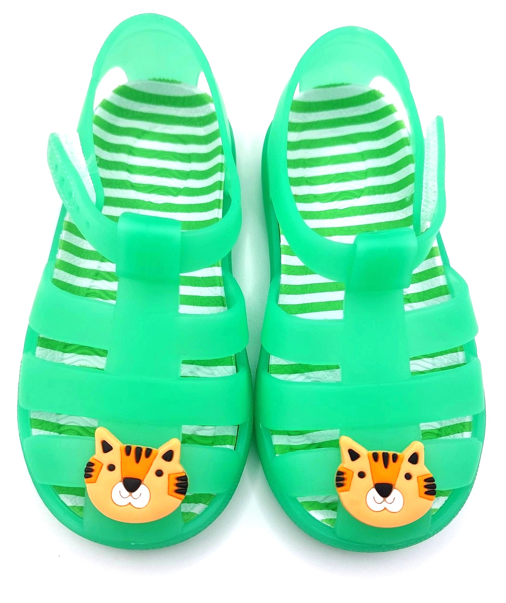 CHILDREN'S JELLIES - GREEN WITH TIGER DETAIL, 5 SIZES, 50 UNITS PER JOB LOT