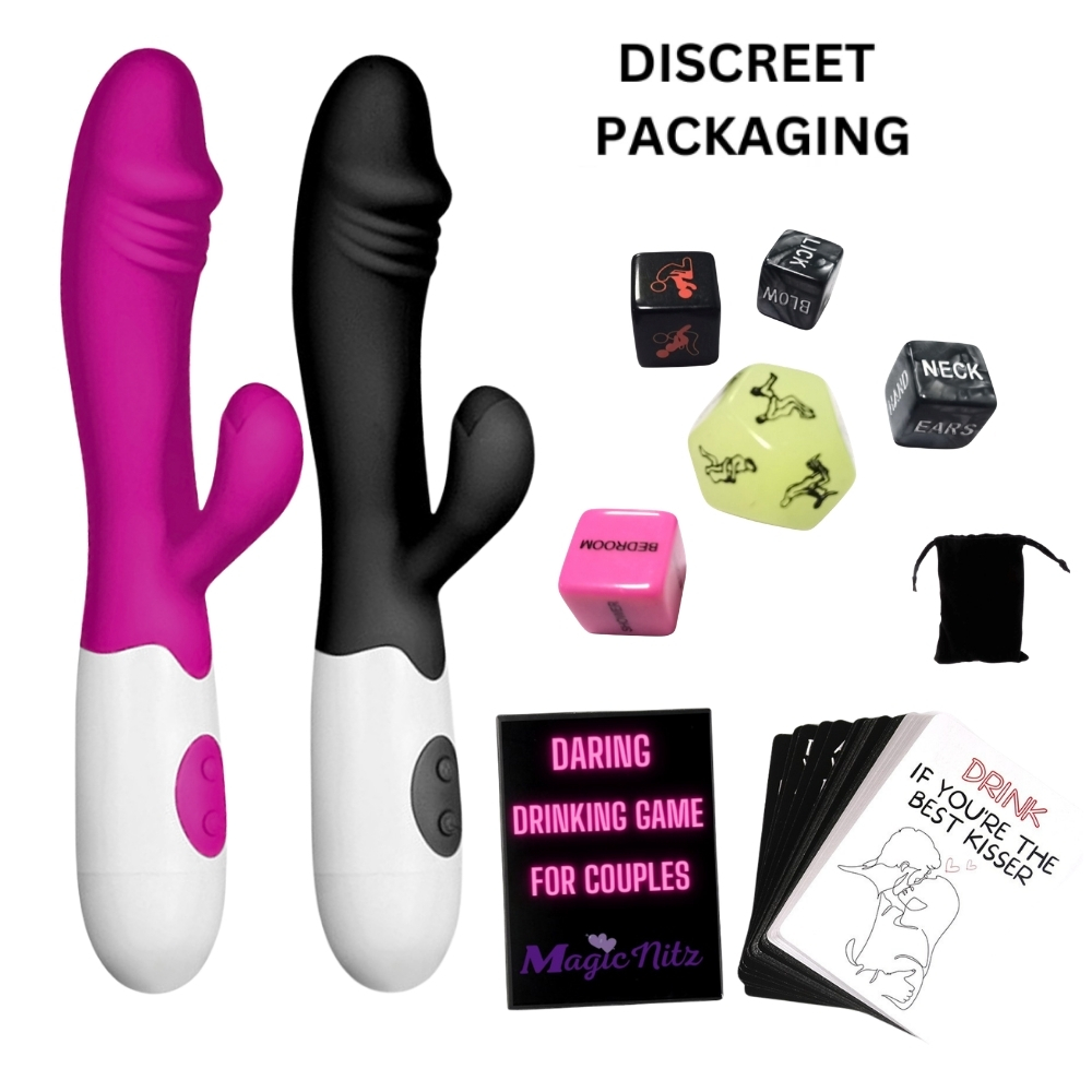 10 Sets- 7pcs Couples Foreplay Set - Rabbit Vibrator, Daring Drinking Card Game and Adult Sex Dice-Random Colour|GCAPSET056-10 Sets-Random|UK SELLER