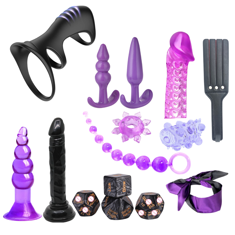 10 Sets- 15pcs BDSM Bondage & Couples Play Set - Premium Silicone Adult Toy Kit for Men & Women-Random Colour|GCAPSET038-No Box-10 Sets-Random|UK SELL