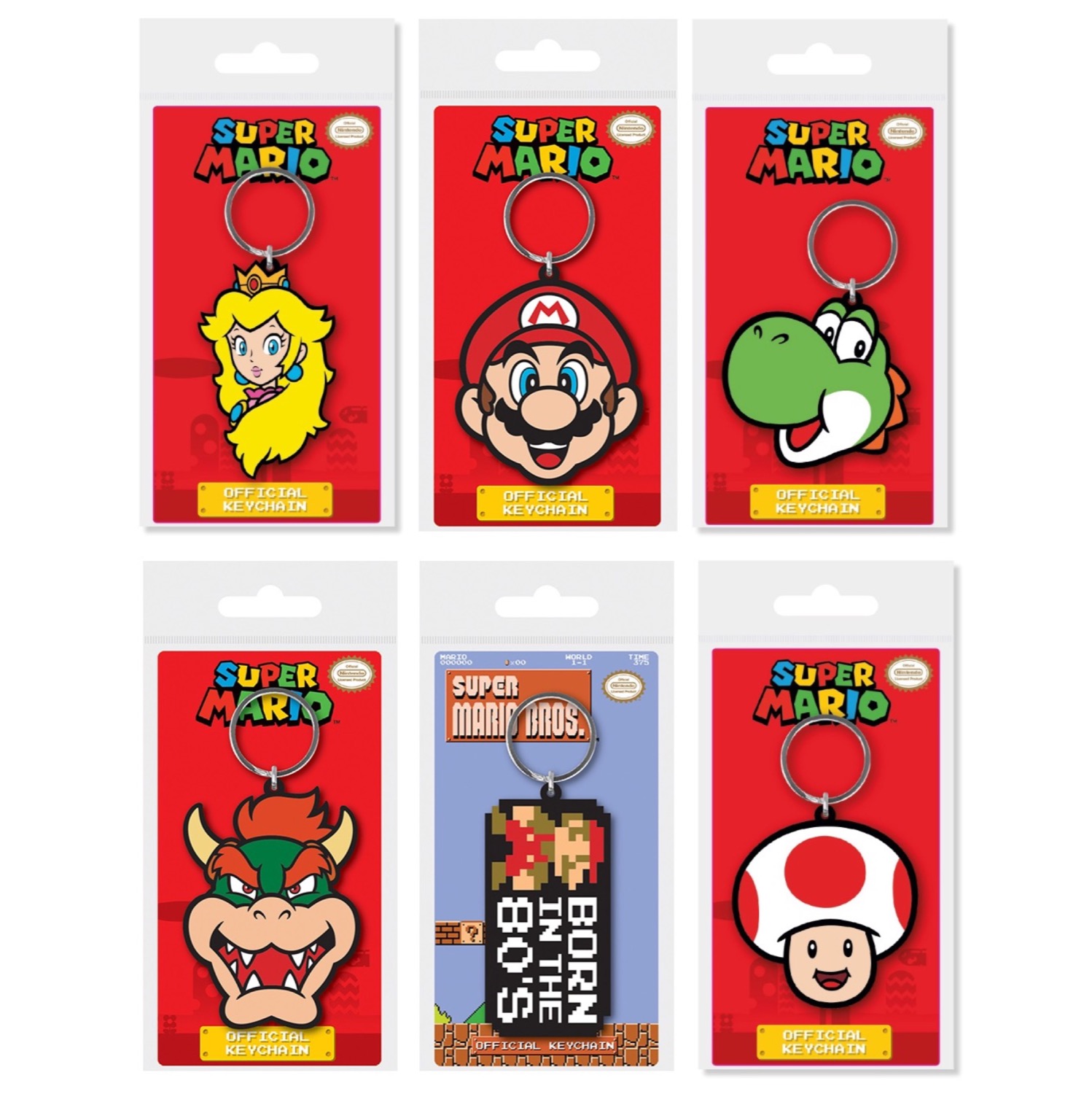 Mario Keychains – Box of 288 (6 Assorted) – RRP £2.99 Each