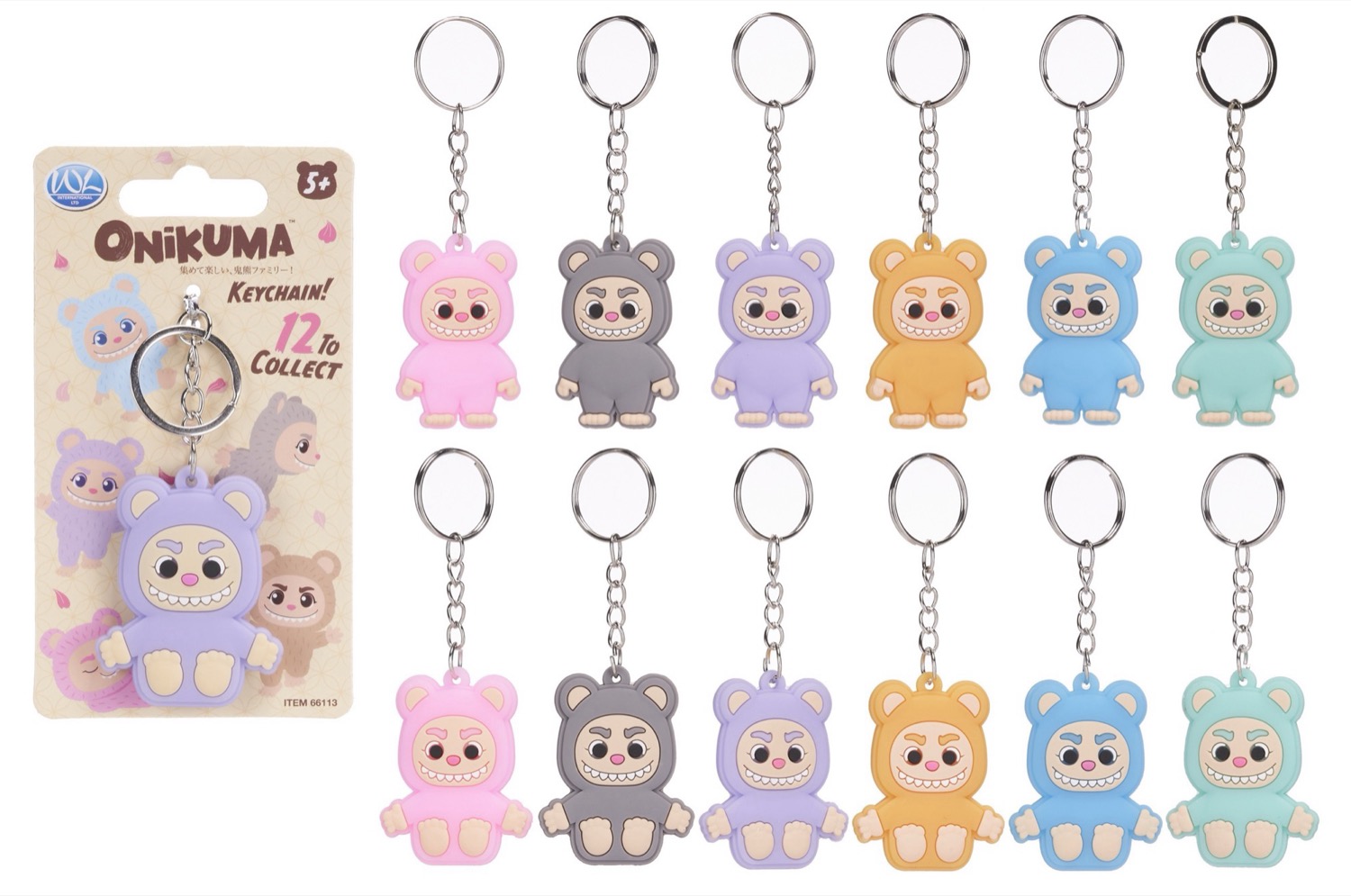 2D Onikuma Keychains – 12 Assorted, 2-Sided – Box of 480 – RRP £2.49 Each