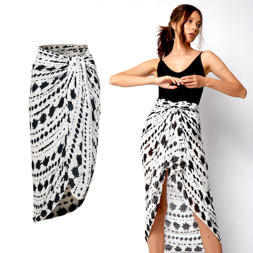 23 Designer Bamboo Sarongs | Hand-Drawn Abstract Print | Black and White