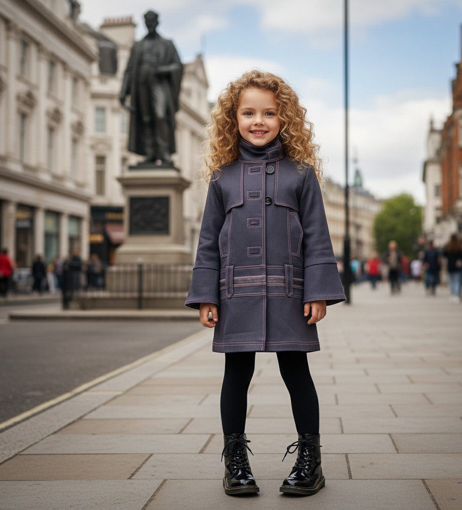 Girls Double Breasted Trench Coat High Neck Vintage Jacket Spring Fall Coat Ages 3-10Y