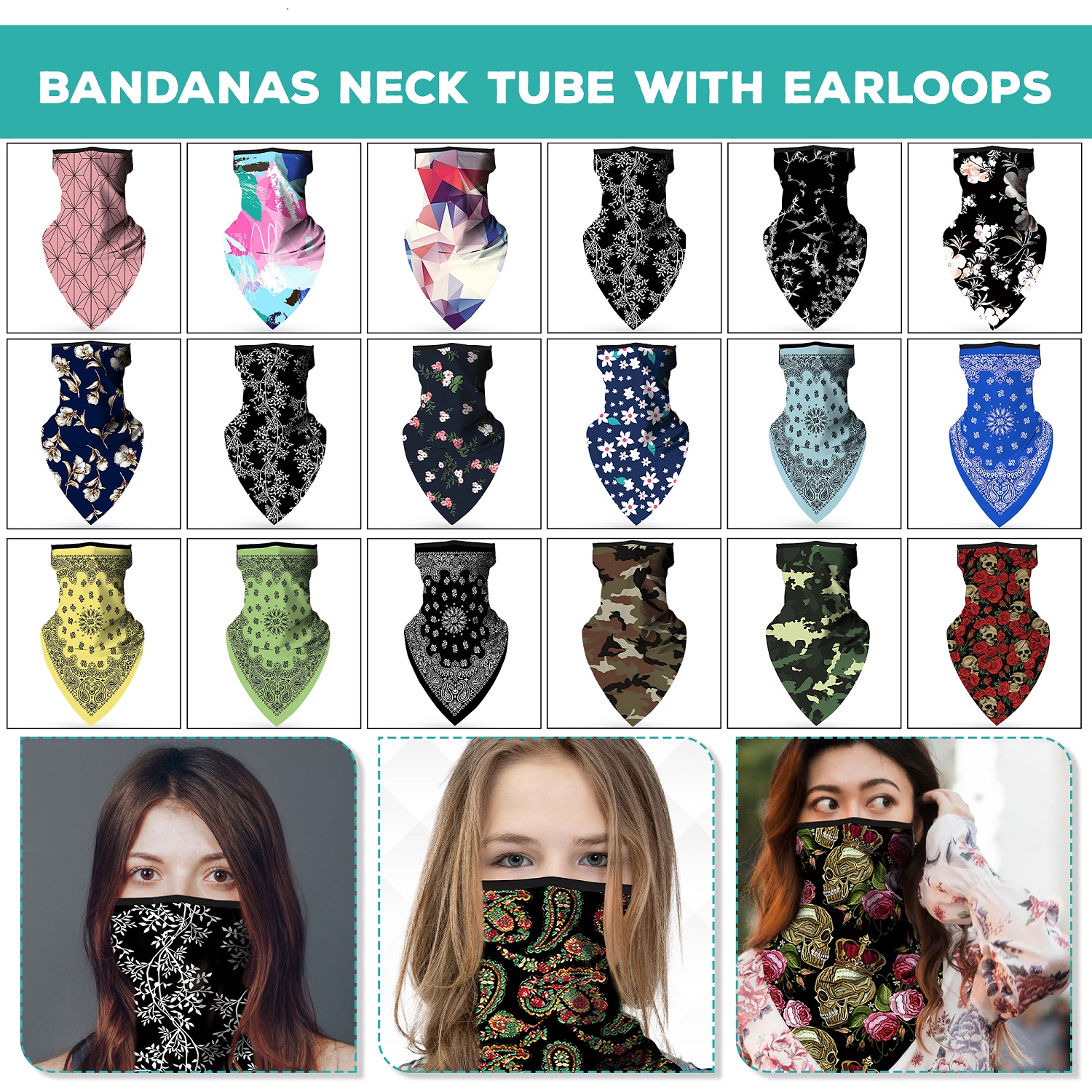 100x Mixed Bandana Neck Gaiter Face Cover Bulk Joblot Sports Outdoor