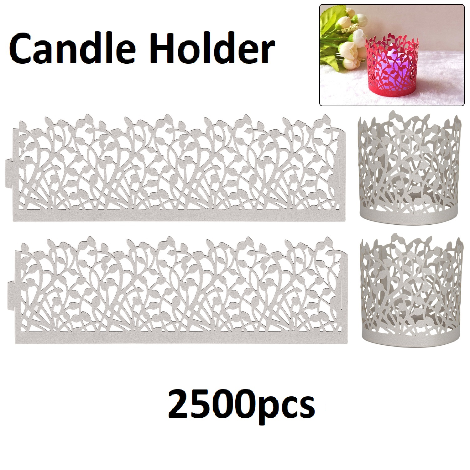 Bulk 2500 Laser Cut Candle Holder Wraps Tea Light Covers Silver Colour Wedding Table Decorations