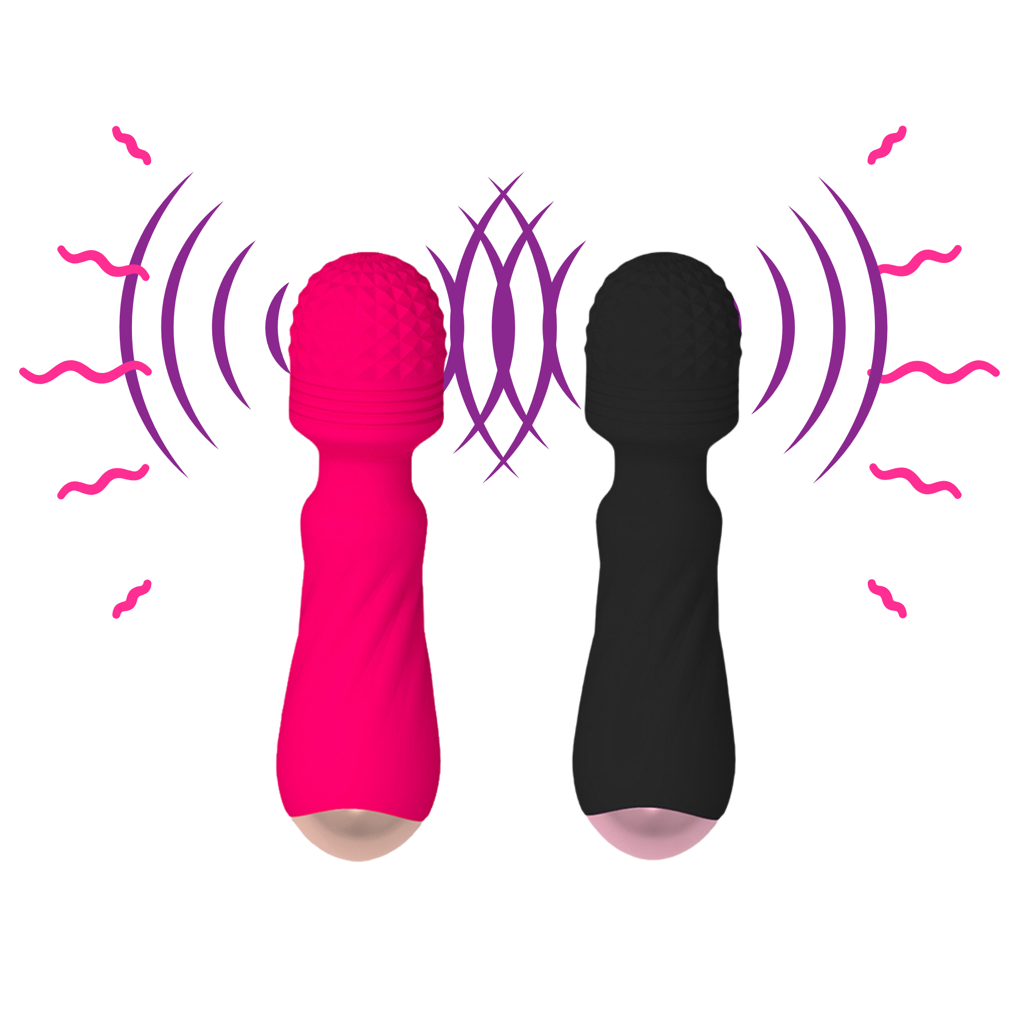 10pcs-Powerful 12 Speeds Premium Rechargeable Massager Wand Vibrator-Mixed Colour|GCAP050-Black/Pink-10pcs|UK SELLER