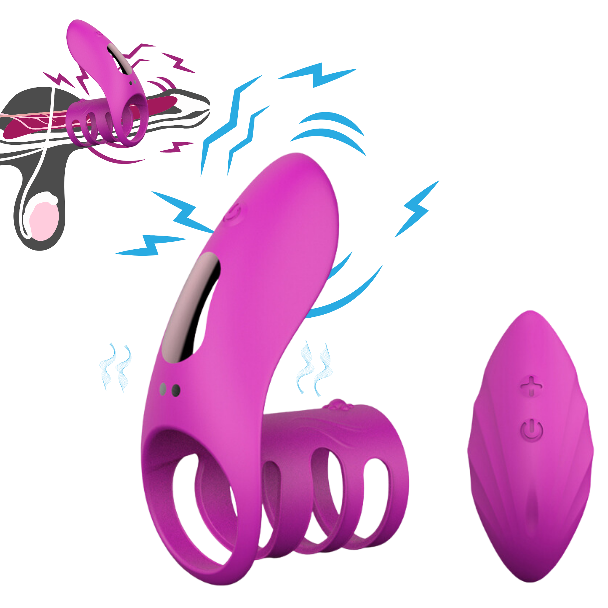 5pcs-Vibrating Cock Ring Clitoral Vibrator USB G-Spot Adult Sex Toys For Couples|GCAP058-5pcs|UK SELLER