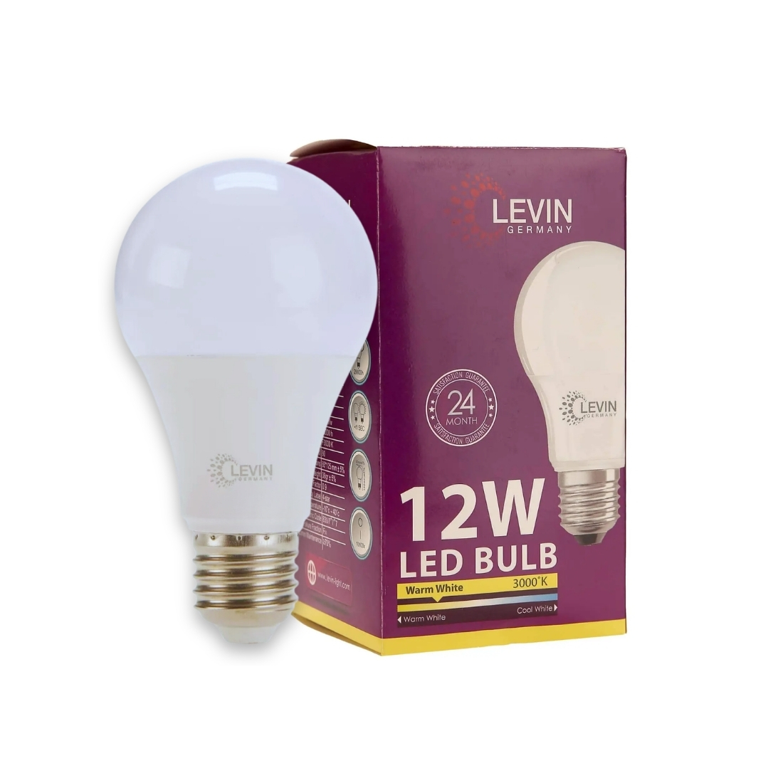 99 LED Bulbs (33 x 3-Pack) – Levin 12W LED Bulbs, Warm White 3000K, E27 Base, 95lm/W, Energy Class A, 60W Replacement