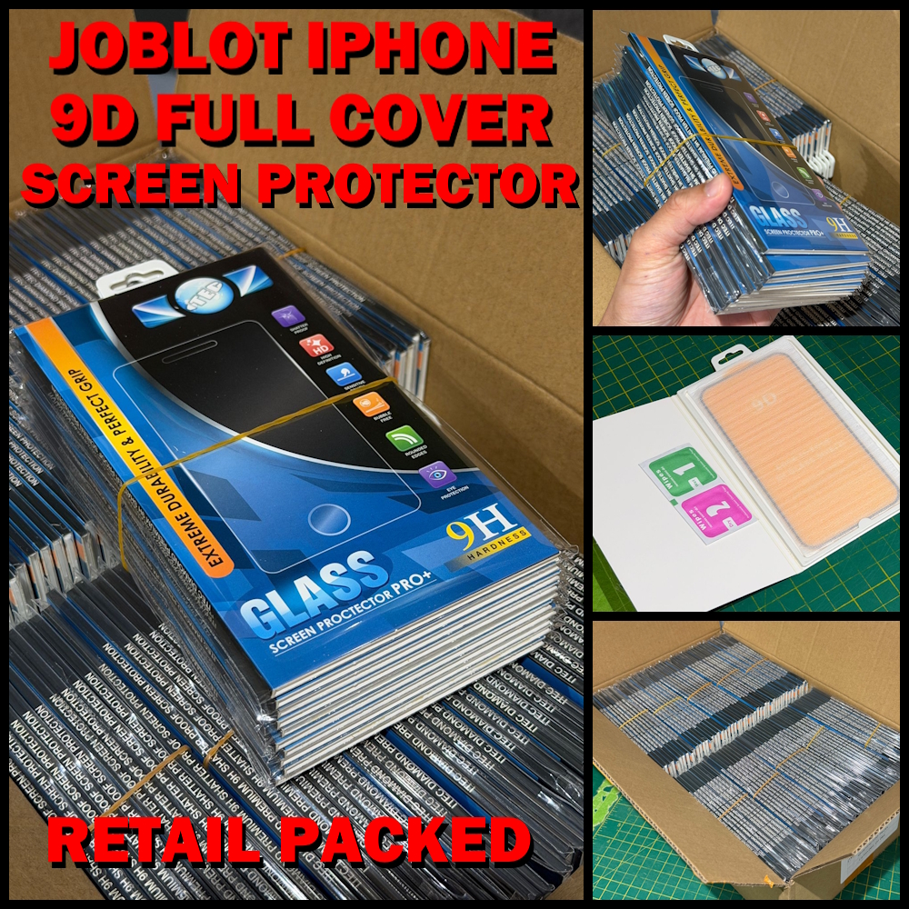 For iPhone 15 Plus / For iPhone 15 Pro Max / For iPhone 16 Plus 9D Full Cover Tempered Glass Screen Protectors in Retail Packaging Wholesale Joblot 