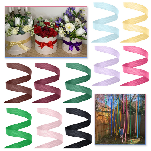 Wholesale Bundle 15mm Grosgrain Ribbon 10 Metre Rolls – 200 Pack Craft Stock – Mixed Colours – Bulk Craft & Gift Decor