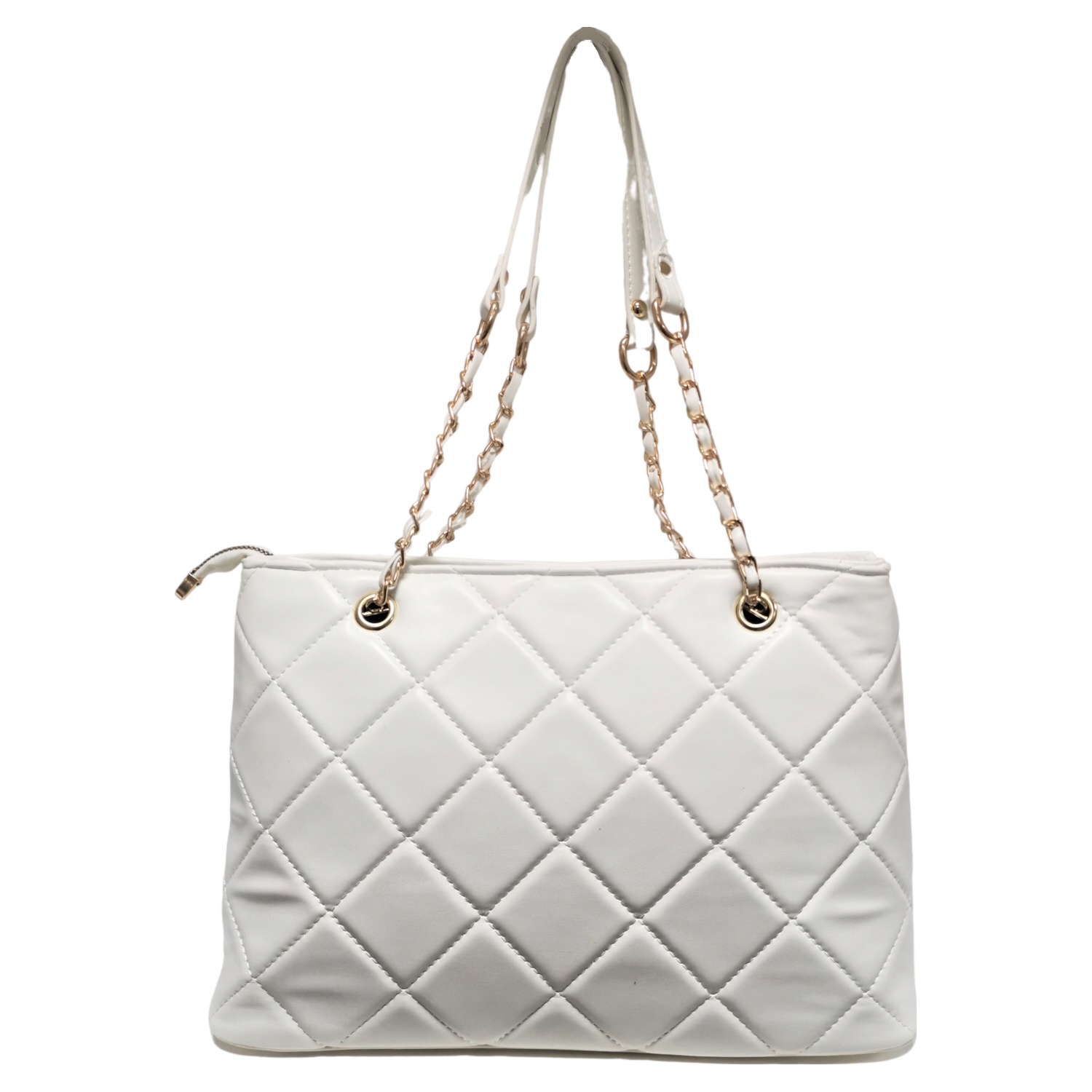 25pcs mix color-Medium Big Size Top Zip Quilted Tote Bag Pu Bag