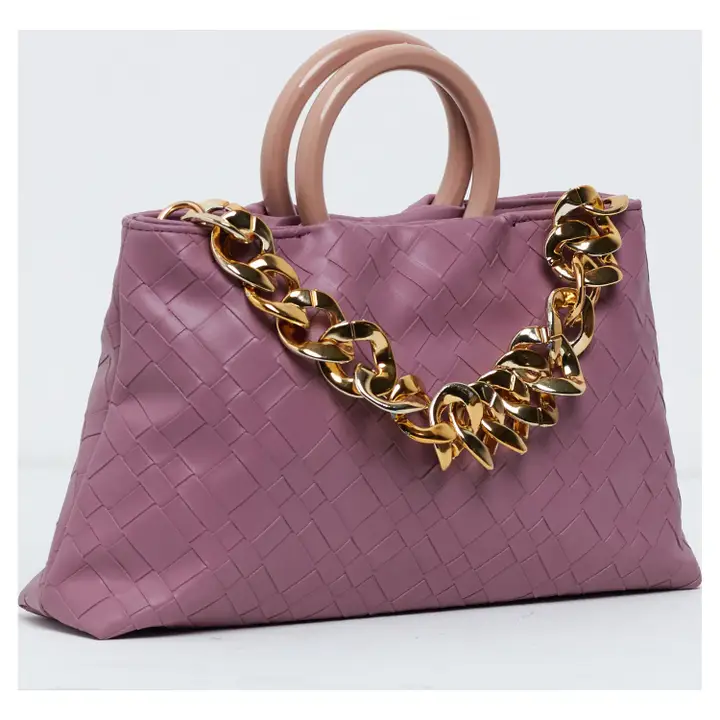 30 pcs mix colour-Ladies Woven Effect Top Handle Chain Details Bag