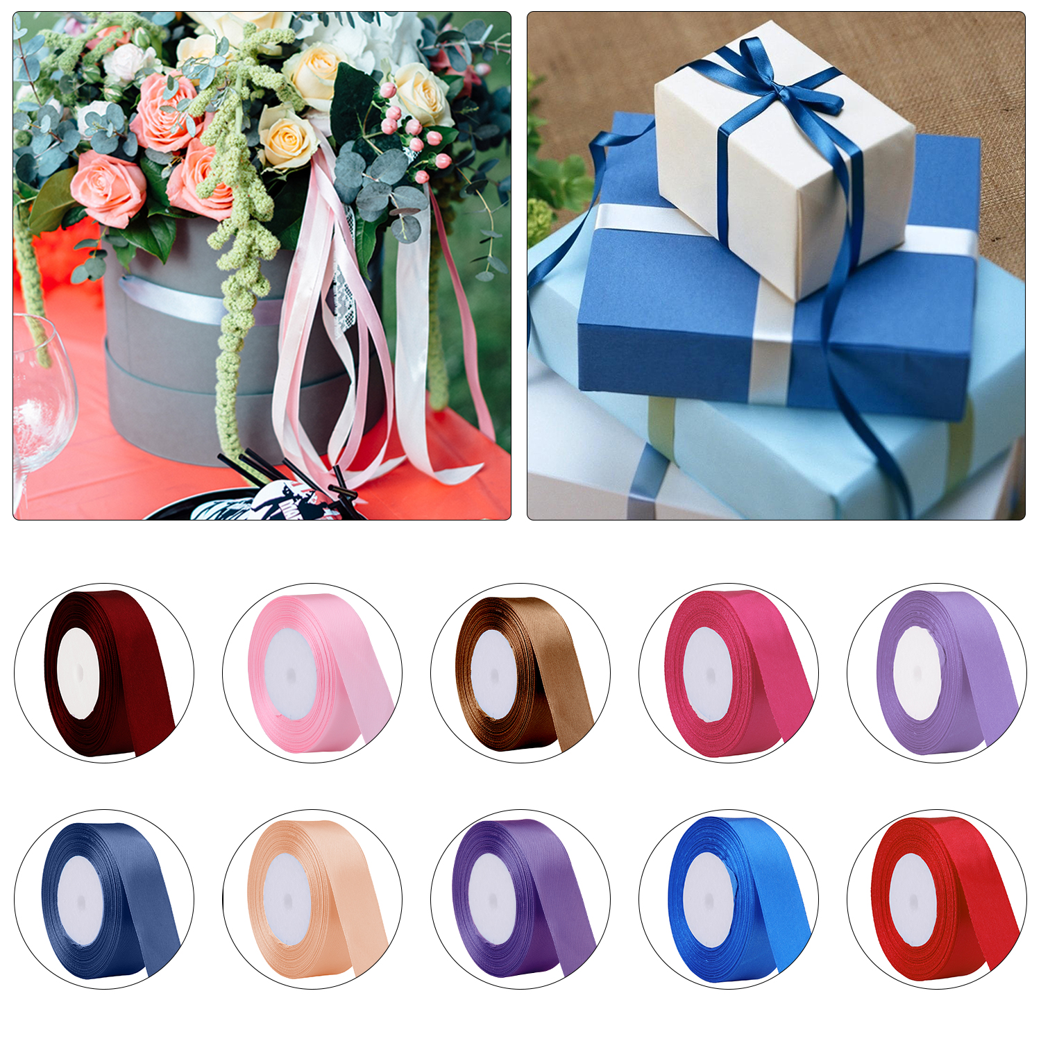 Wholesale Bundle 23mm Double Sided Ribbon 10 Metre Rolls – 200 Pack Craft Stock – Mixed Colours Bulk Lot