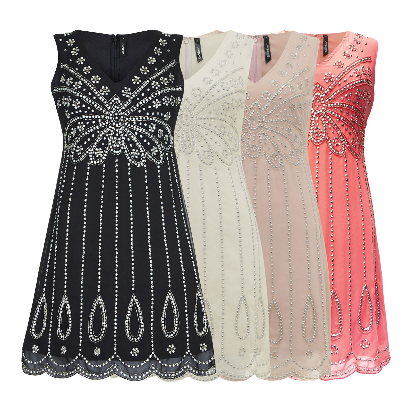 Womens 1920's Style Chiffon Sequin Dresses Mixed Styles and Sizes
