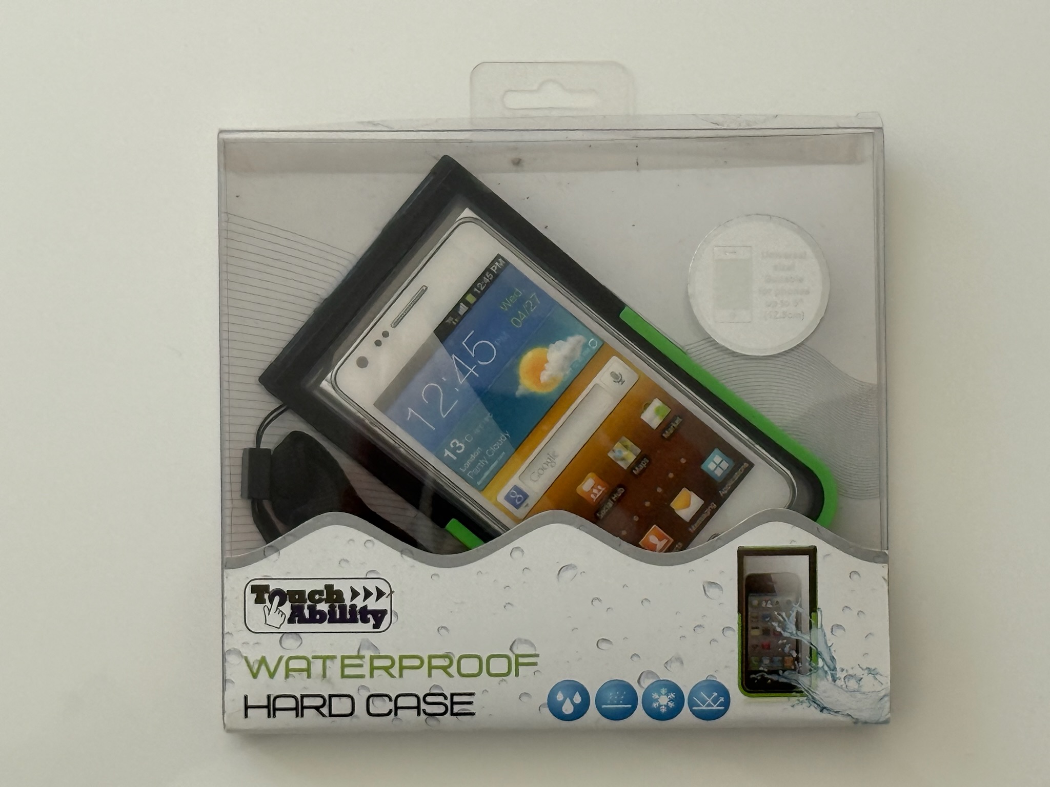 TouchAbility Waterproof Hard Phone Case (Green & Black)
