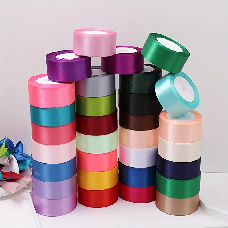100x Double Sided Satin Ribbon Rolls 25mm x 100 Yards Mixed Colours Craft Wholesale