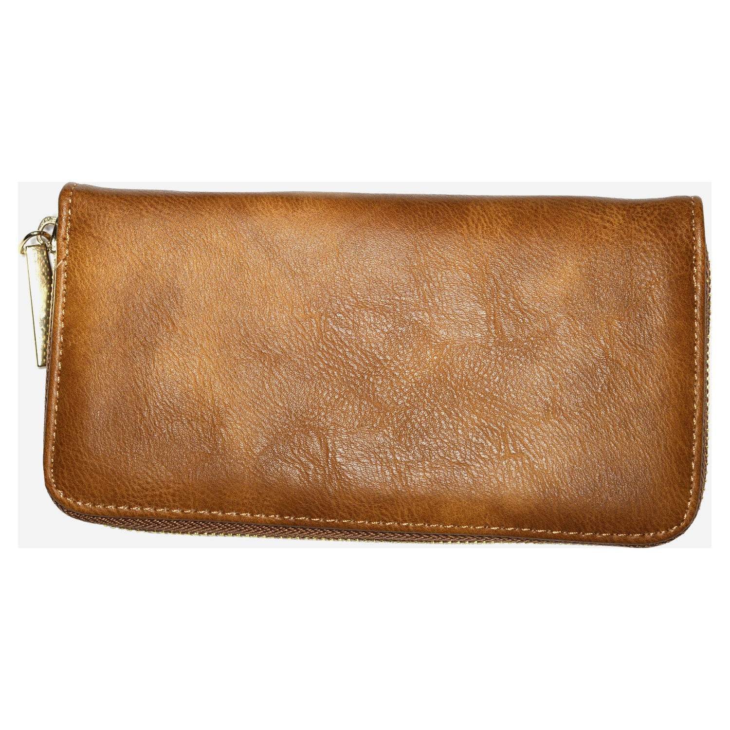 60pcs Tan color Soft Pu Zip Around Long Purse with Inner multi Pockets for Notes Coins