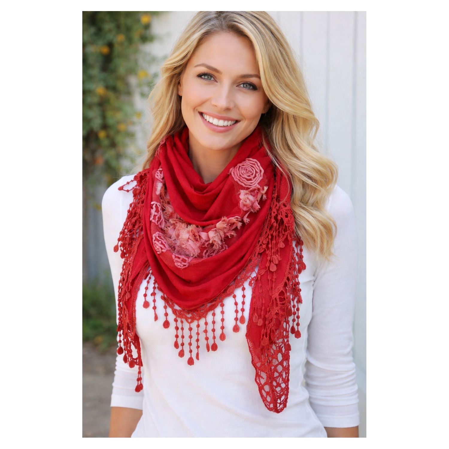 100 pcs Mix Colour Ladies Fashion Triangle Lace rose scarf