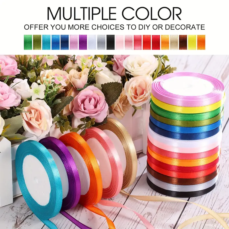 100x Double Sided Satin Ribbon Rolls 7mm x 100 Yards Mixed Colours Craft Wholesale