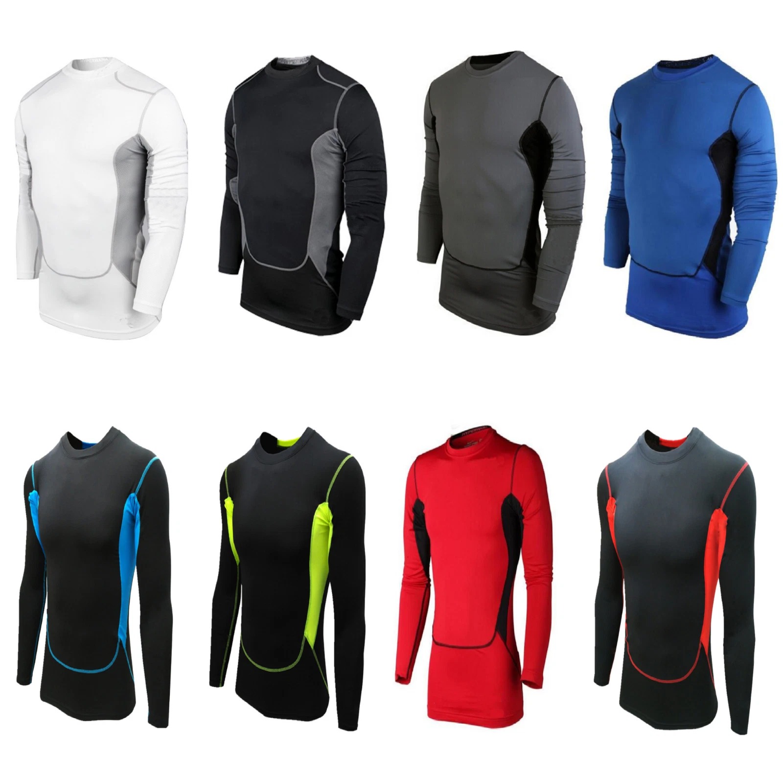 100pcs mixed colours sizes Mens Compression Top Shirt Base Layer Thermal Sport Gym Cycling Side Breath