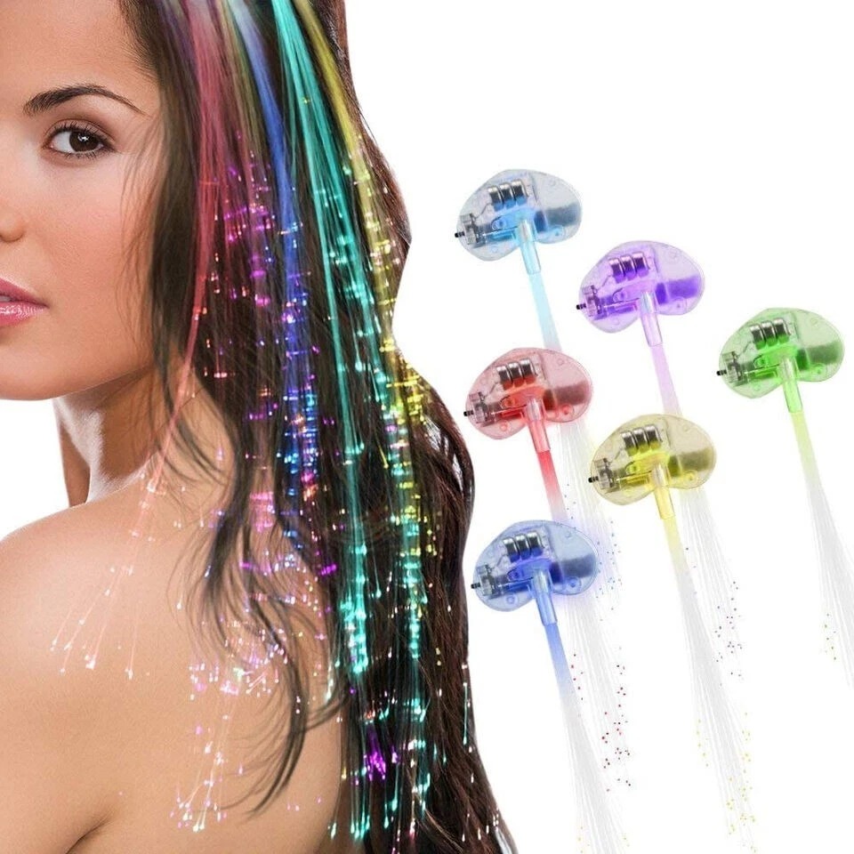 700pcs LED Light Up Hair Extensions Hairpin Fiber Optic Hair Clip Rave Party Women Lady