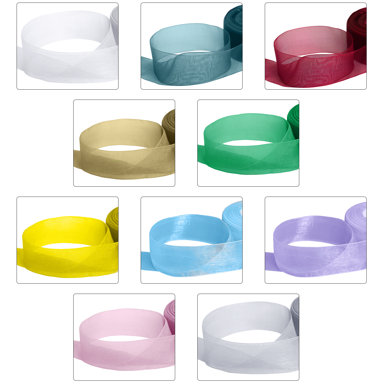 100x 15mm Organza Ribbon 20m Rolls Sheer Wedding Craft Gift Wrap Bulk Job Lot UK