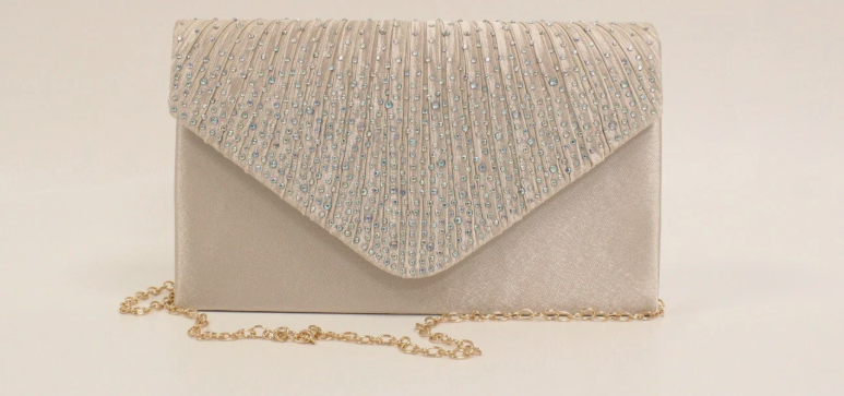 Womens Clutch Purse evening Bag with Gold Chain Shoulder Strap  