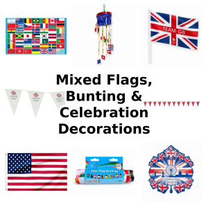 One Off Job Lot of 40 Mixed Flags, Bunting & Celebration Decorations