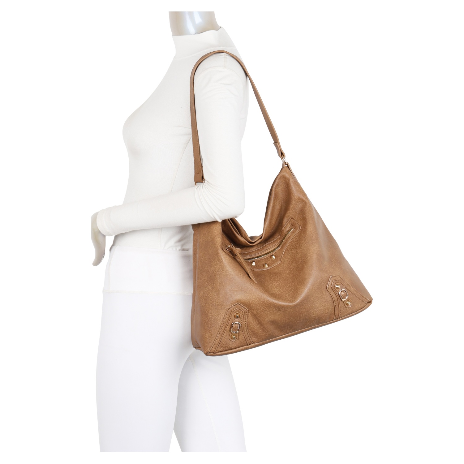 30 Pcs Mix Colours-Pu Medium Size Big Size Mono Handle Hobo Bag with Studs 