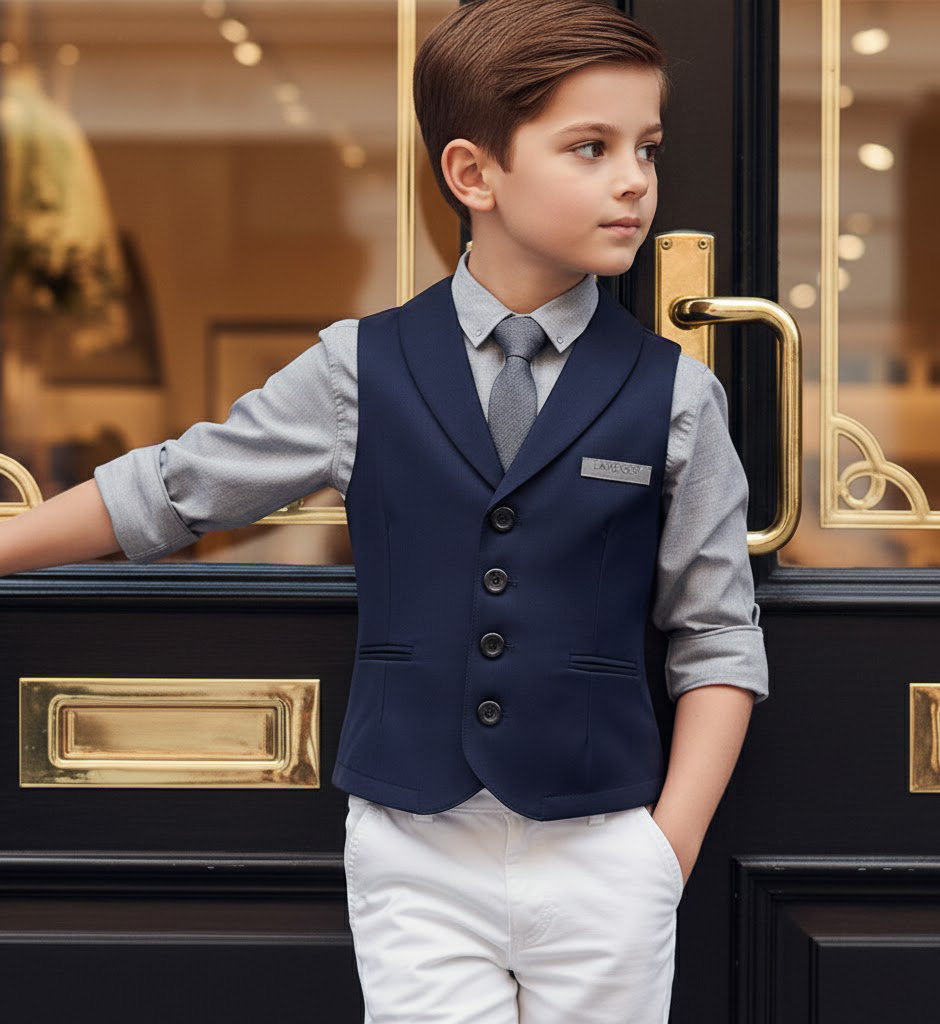 Boys Navy Waistcoat Toddler Vest 3-7Y Smart Casual Spring Summer Wedding Page Boy Outfit