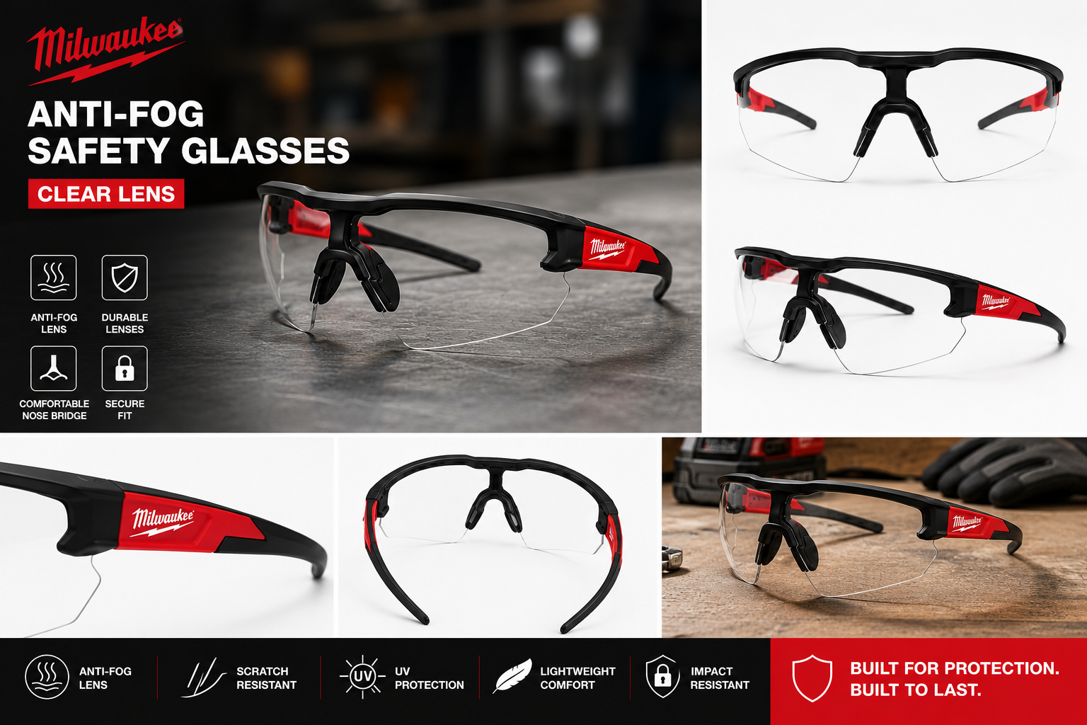 50 x Milwaukee Anti-Fog Safety Glasses | Brand New | Amazon ASIN B07VYMDX9G | UK Stock