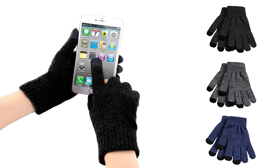 120x Black Touchscreen Gloves Winter Thermal Knit Unisex Phone Gloves Job Lot