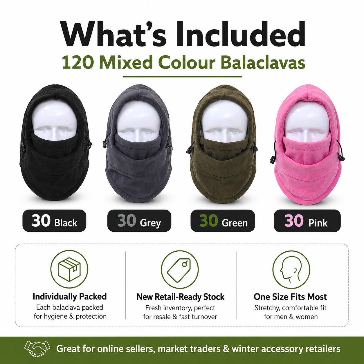 120x Fleece Balaclava Winter Face Mask Neck Warmer Ski Thermal Hood Job Lot
