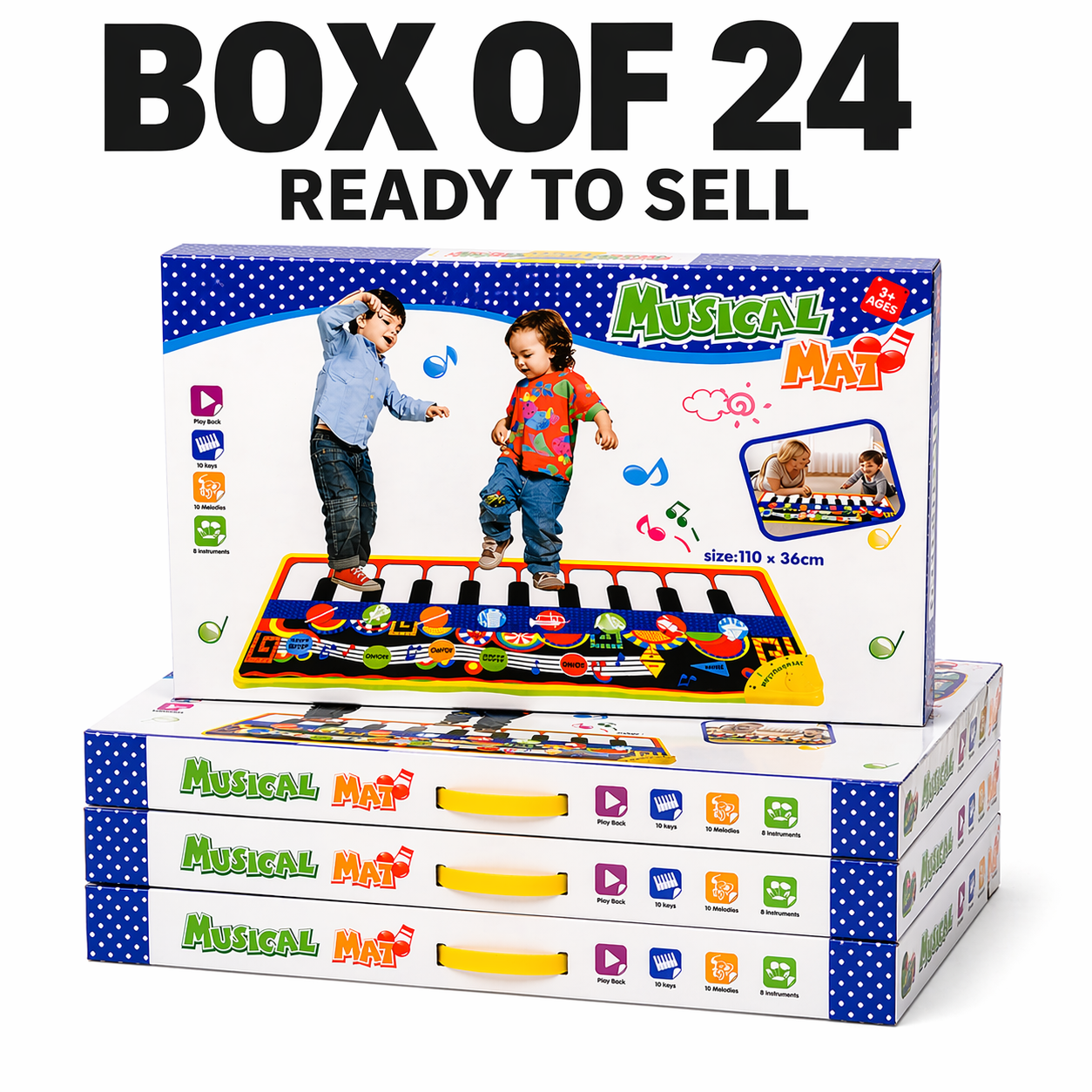 Kids Piano Musical Mats Boxed Educational Toy Wholesale Job Lot Reseller Stock 24x