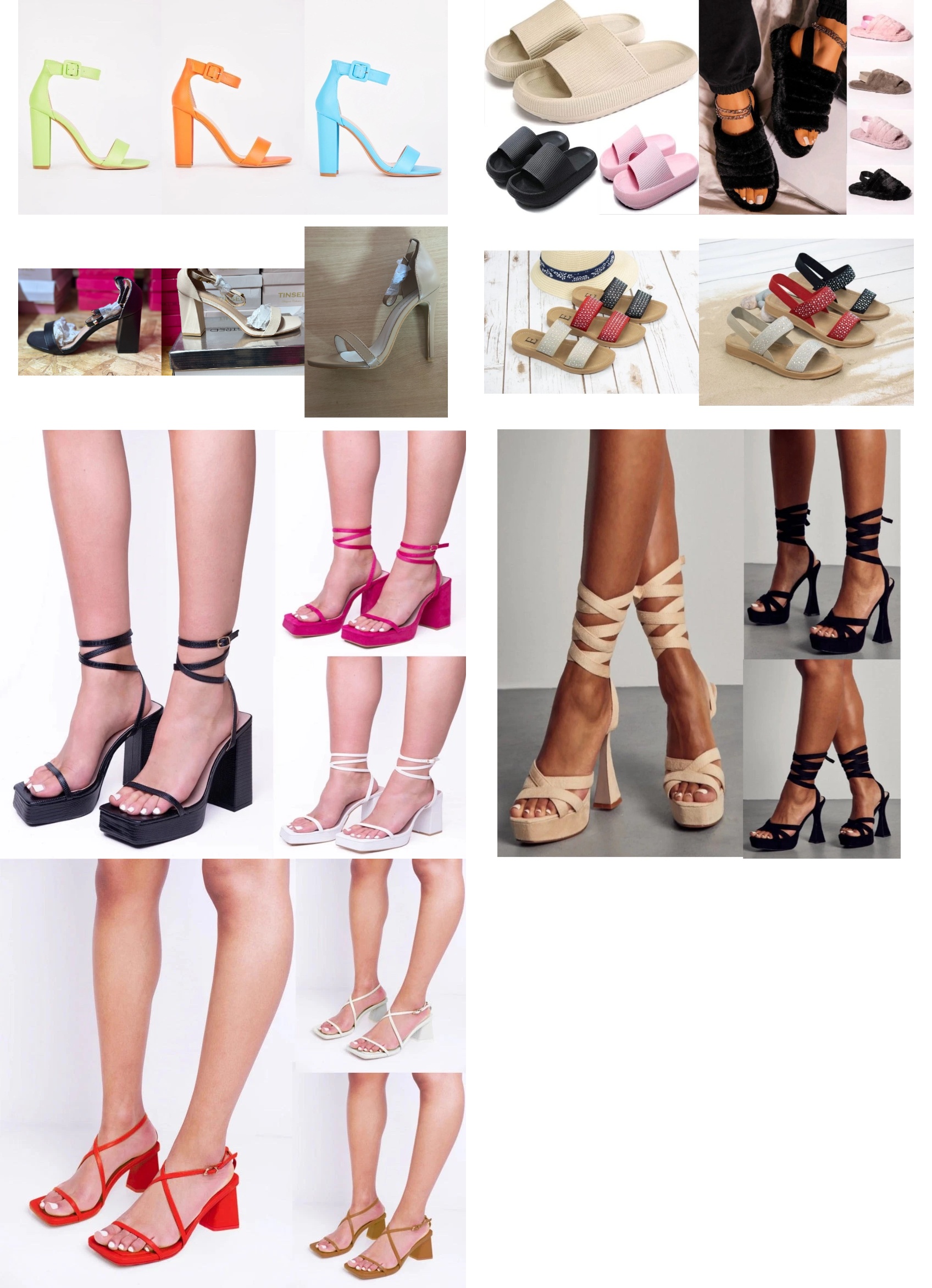Wholesale Clearance 300 Pairs Womens Summer Heels Sandals Flats Slides Shoes Job Lot