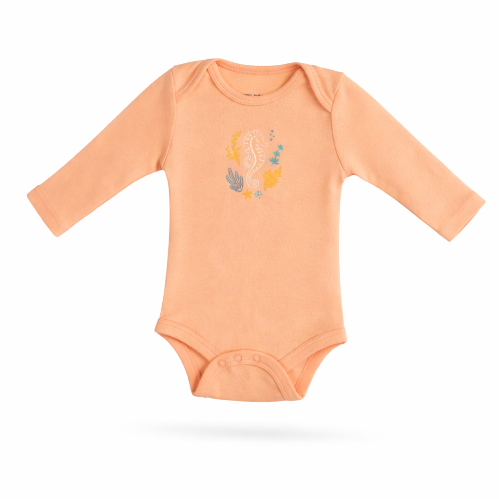 Long Sleeve Bodysuit - Seahorse - Organic Cotton & Bamboo - 0-24M