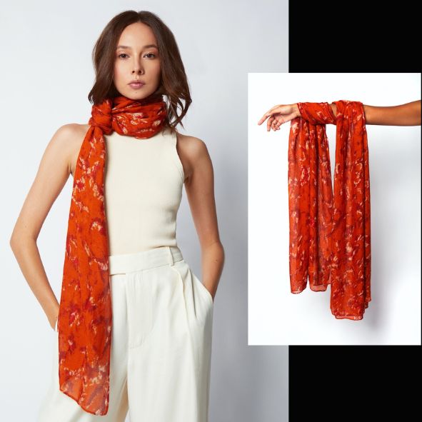 20x Women's Designer Lightweight Scarves - Burnt Orange