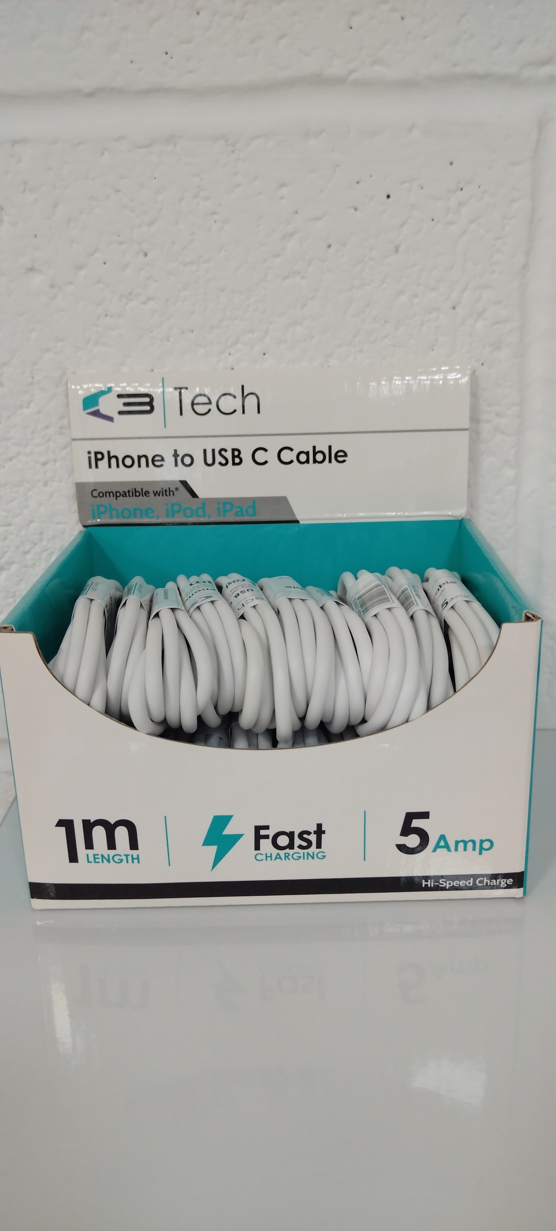 200 x 1 Metre Lightning to C charging Cables (20 per box) (200 cables in total)
