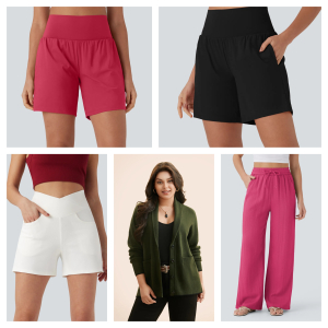 One Off Job Lot of 16 Mixed Halara and Bloomchic Pants, Cardigans, and Shorts