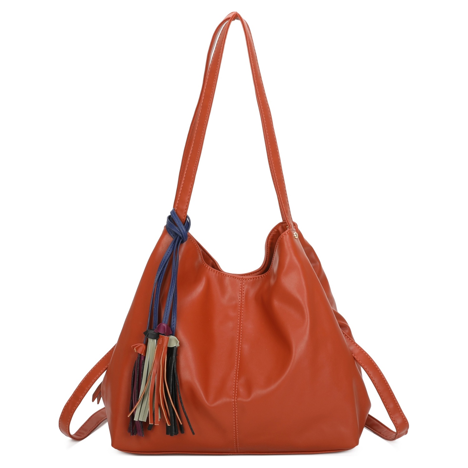 Mix Colour 30 pcs-Soft Pu Medium Large Size 3 Compartment Hobo Shoulder Bag with Multicolour Tassels