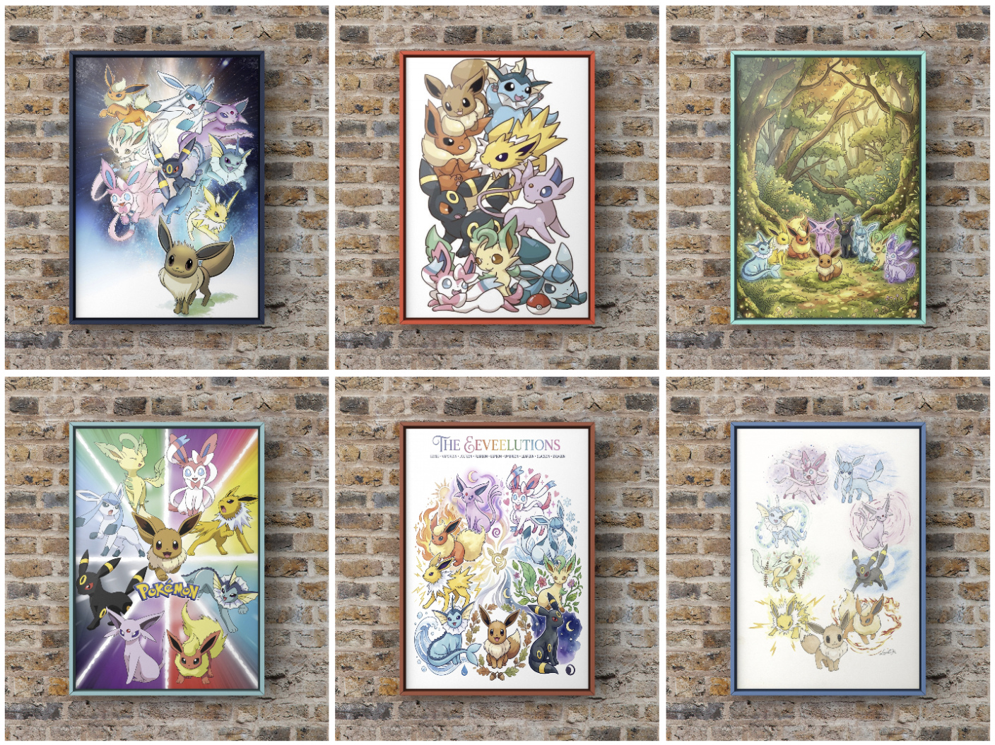 A4 Eeveelutions Pokemon Art Prints