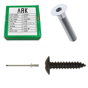One Off Joblot of 12 ARK Rivets, Self Tapping & Socket Countersunk Screws