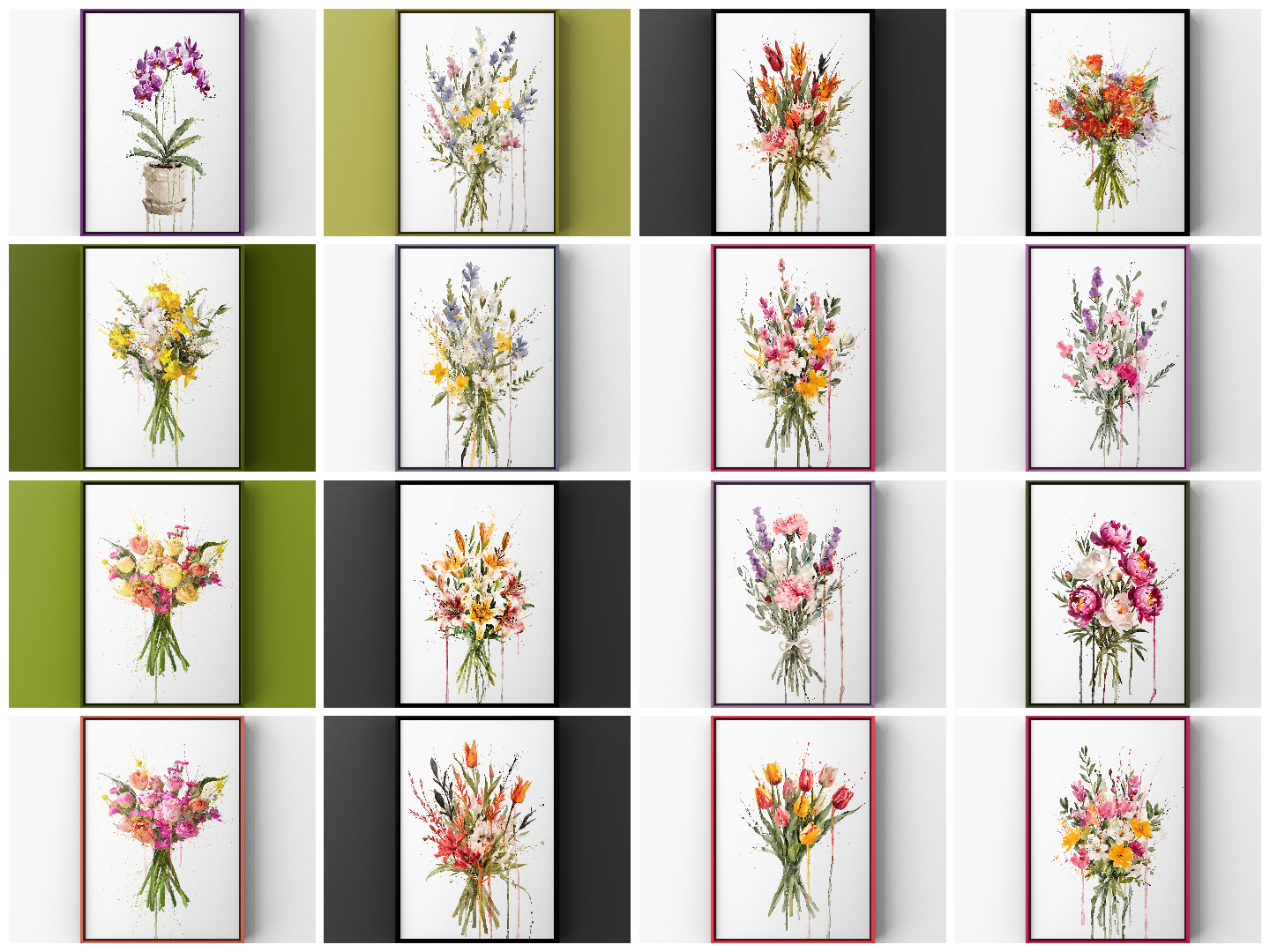 A4 Assorted Floral Art Prints