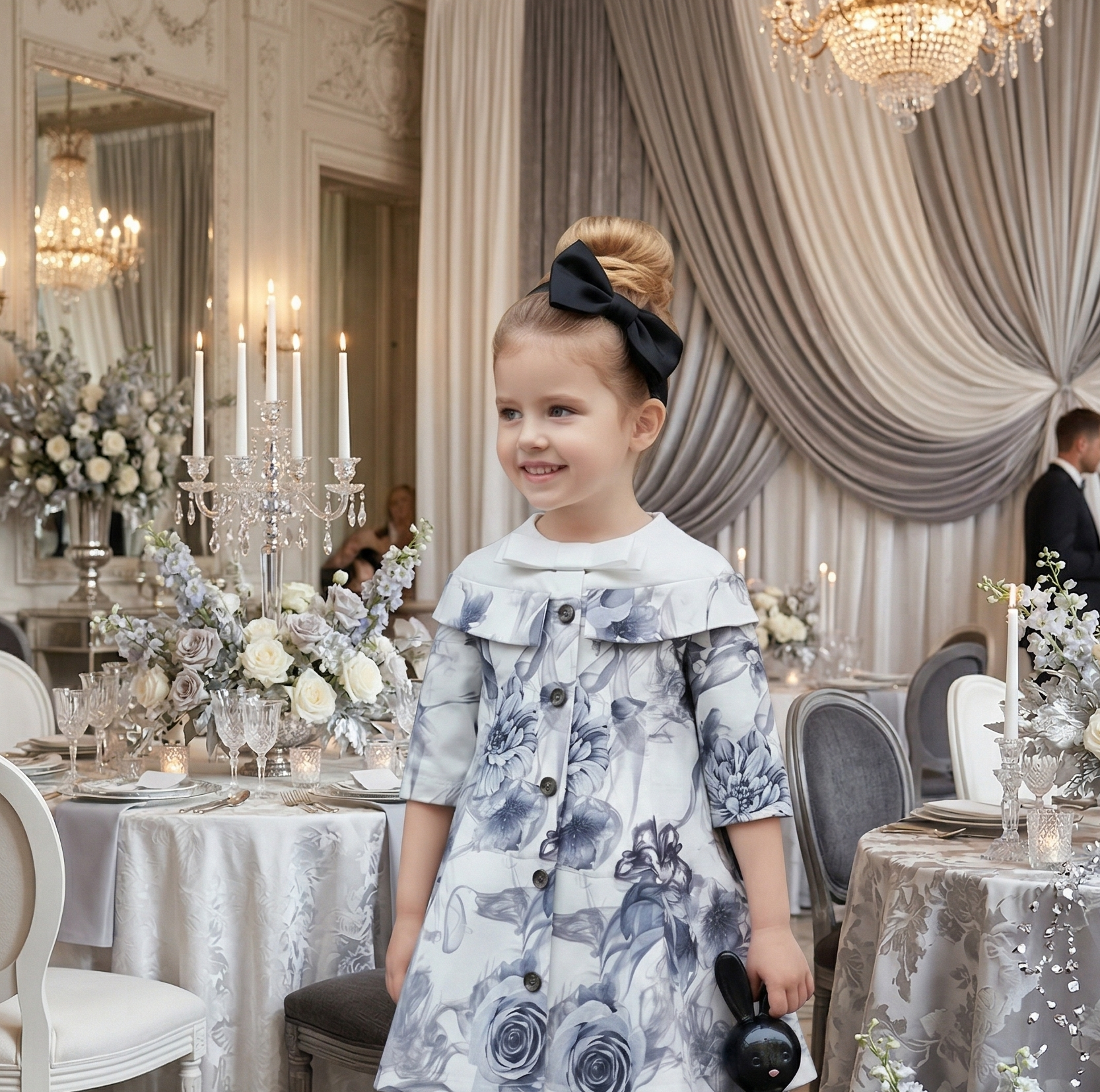 Girls Floral Off Shoulder Party Dress Elegant Vintage Print Outfit for Ages 1-7 Years