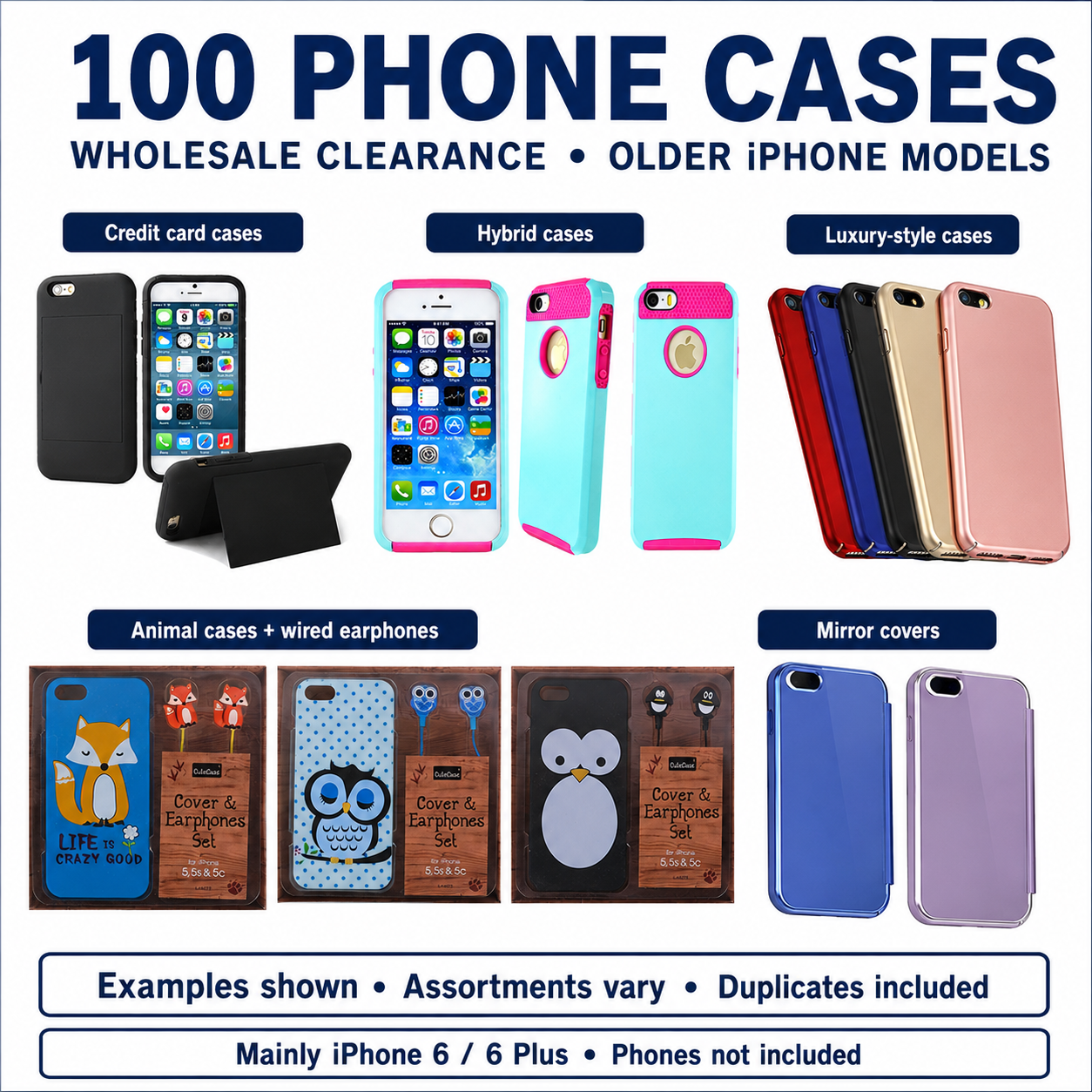 100 x iPhone Cases Job Lot Mixed Models Colours Wholesale Clearance NEW