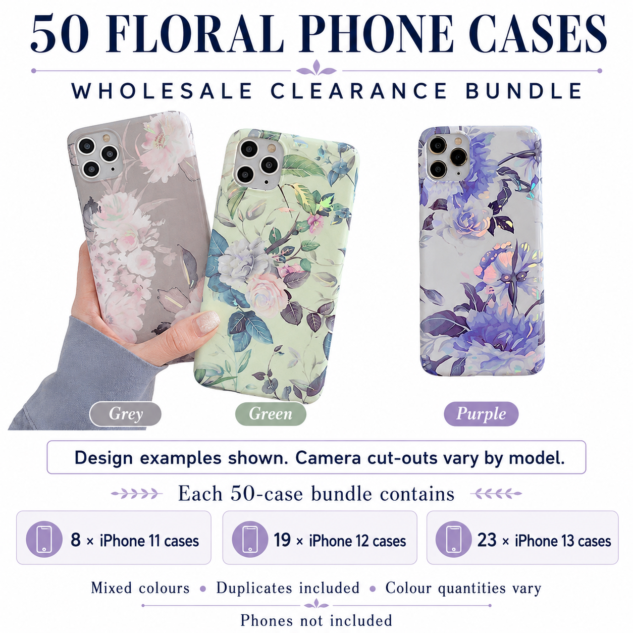 50 x Cases for iPhone 11 12 13 Job Lot Mixed Colours Wholesale Phone Covers NEW