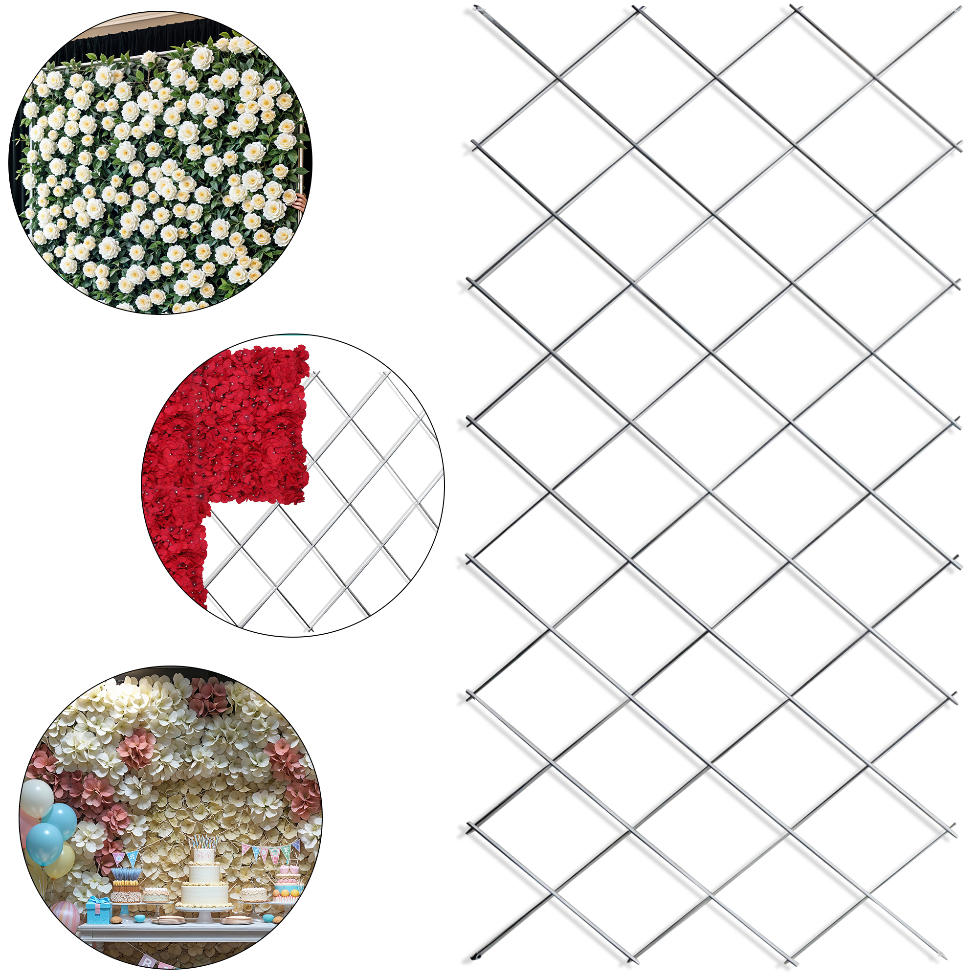 Expandable Support Grid Panel 8x4ft Pack of 2 with 6 Brackets Garden Plant Trellis Job Lot Wholesale Clearance