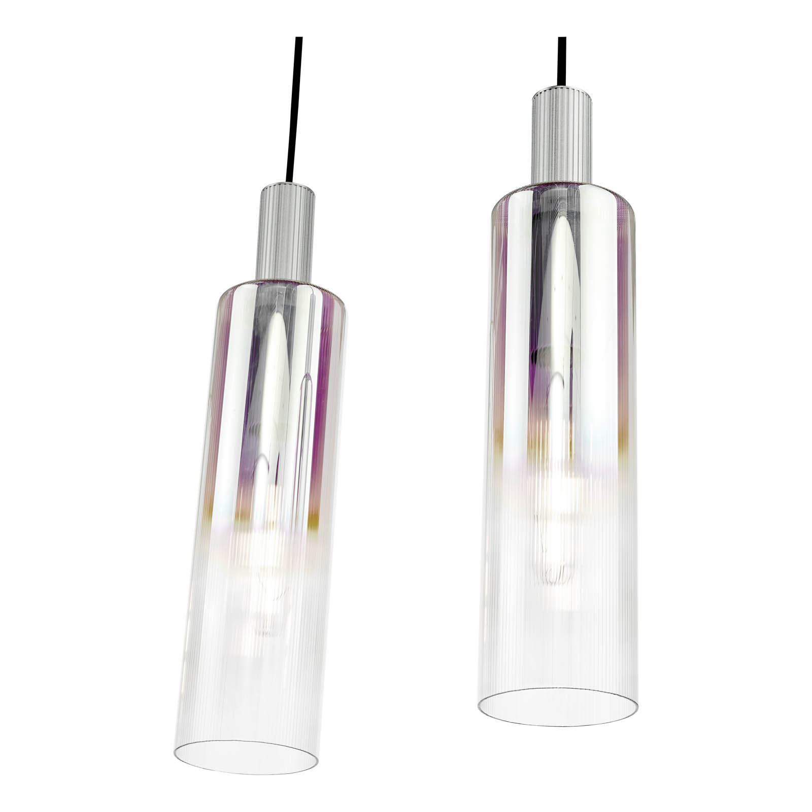 82 x Ruben 6 Light Bar Pendant Satin Silver and Iridised Glass						 						