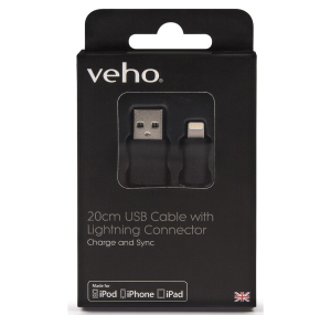 Wholesale Lot of 10 Veho MFi Lightning USB Cables 20cm - New